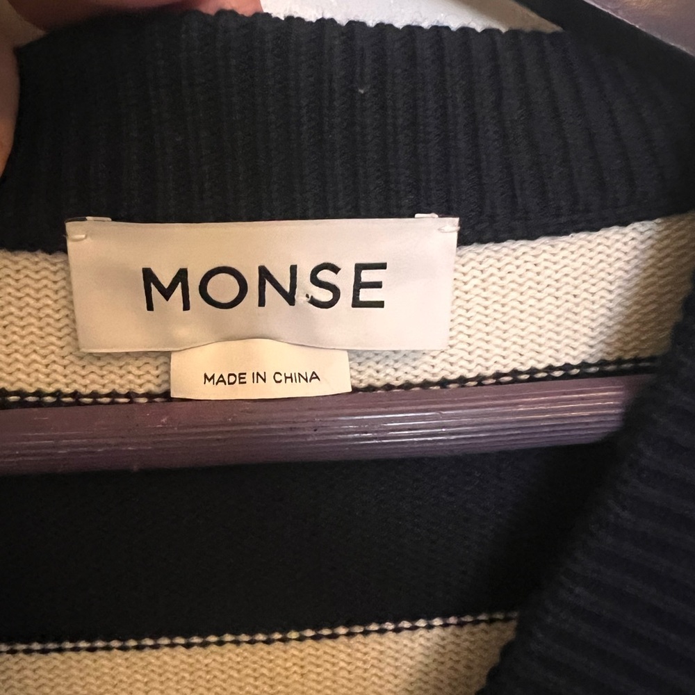 Monse Faux Pearl Striped Navy Knit Sweater Women's XS.💎Spring/Summer 2019 Runway - Picture 8 of 12